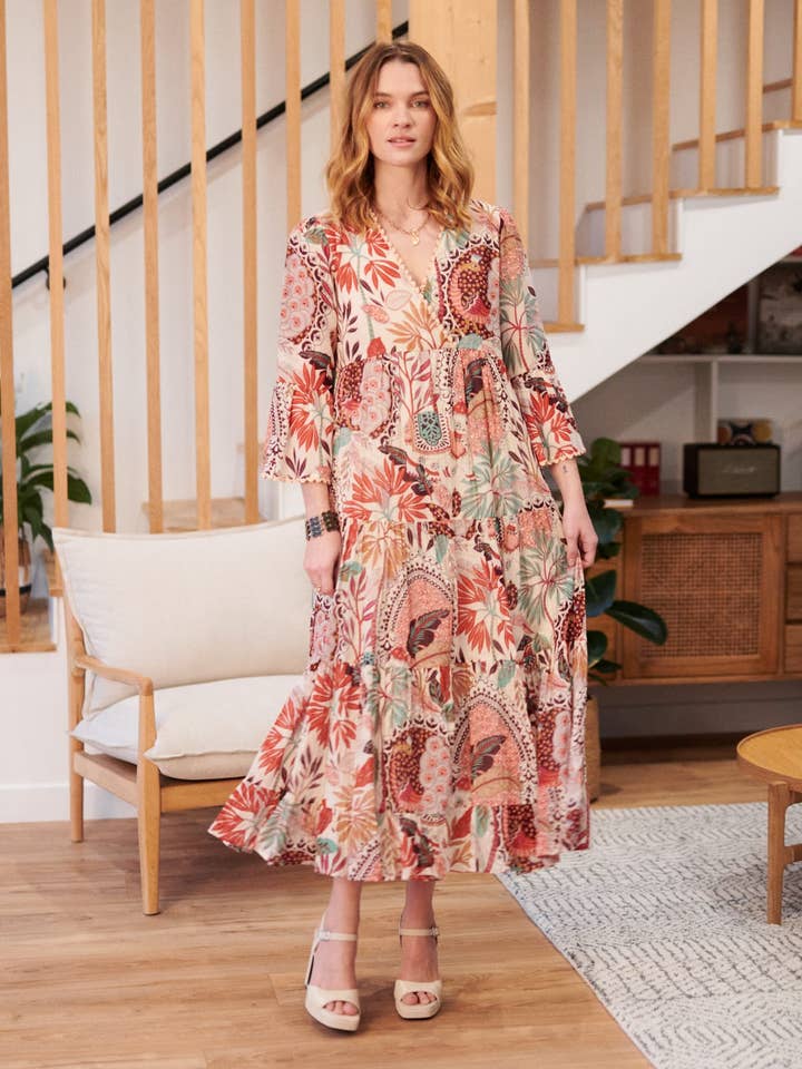 CORIANE croquet cotton printed long dress for wholesale by DERHY