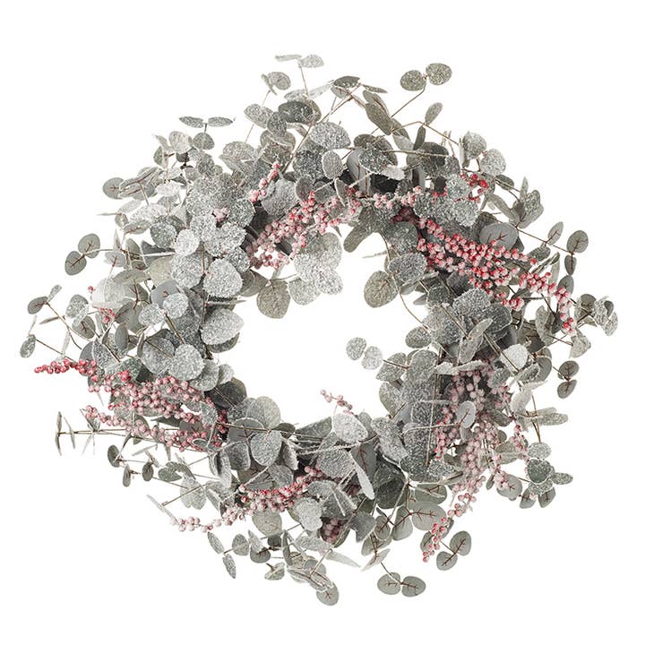 SILVERY RED WREATH for wholesale by Heaven Sends