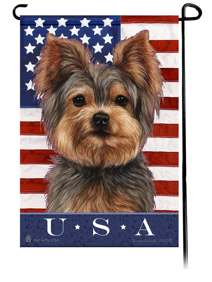 Casaco natural adulto Yorkie Bandeira de jardim azul verdadeiro por atacado de Pet Gifts USA, LLC