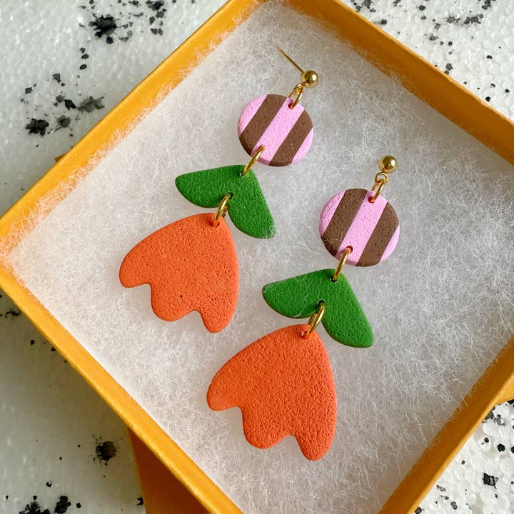 Lemon Lee Studio - Wholesale Dangle Earrings - Margot Red Flower Drop Earrings2