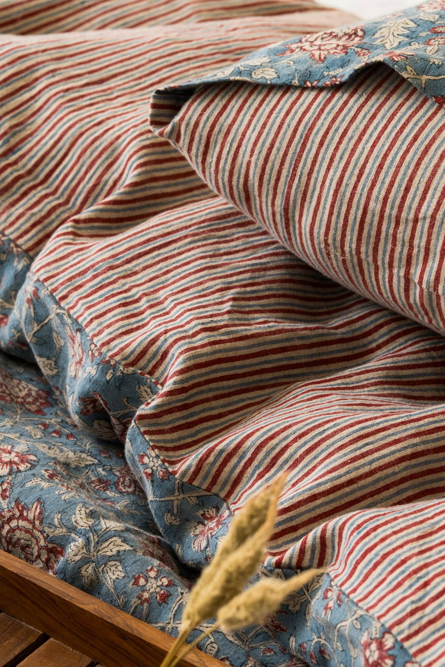 Live Linen - Wholesale Duvet Cover - Elegant Velma Block Print Linen Duvet Cover – Luxe4