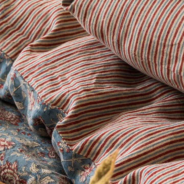 Live Linen - Wholesale Duvet Cover - Elegant Velma Block Print Linen Duvet Cover – Luxe4