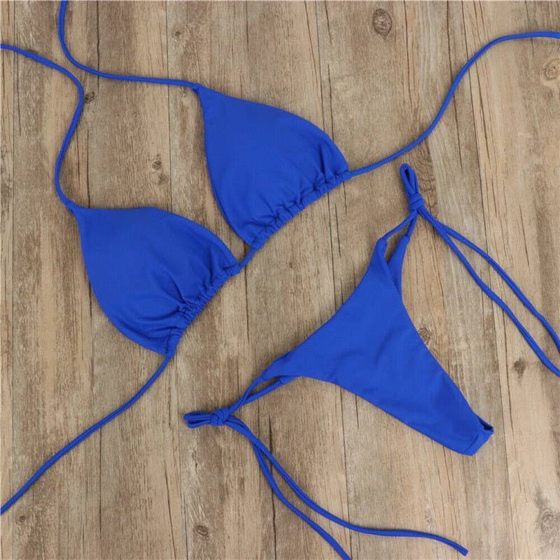 Rosa Clothing - Wholesale Two Piece Swimsuit - Women's - Get Tan ！Plain string bikini set Split bikini swimsuit8