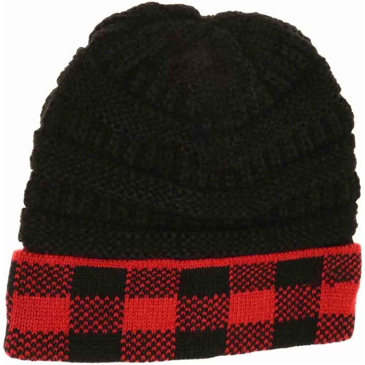 Buffalo Check Knit C.C Beanie for wholesale by Madeline Love