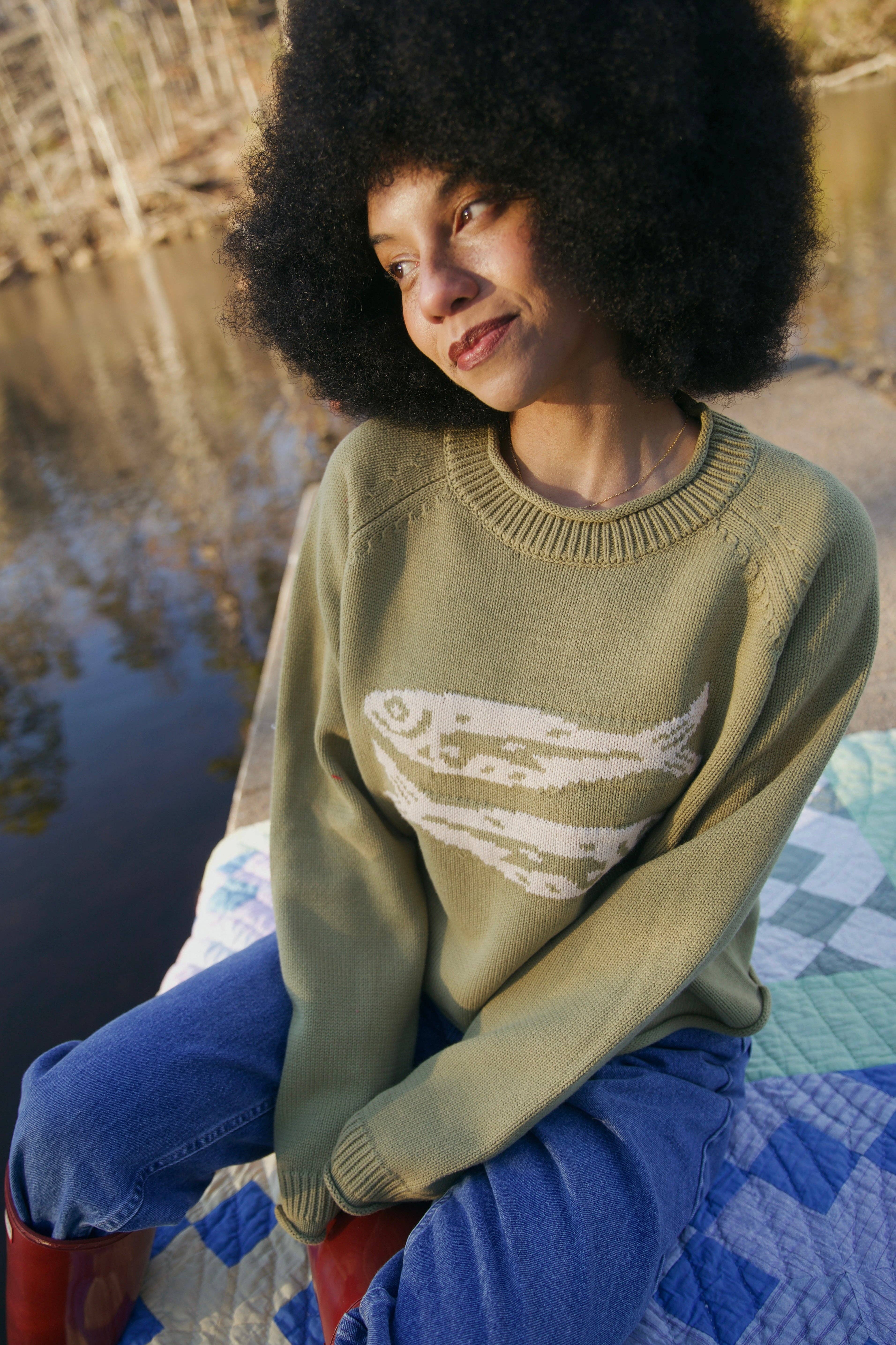 Beaten Path Co - Wholesale Knit Sweater - Unisex - GREEN COTTON FISH SWEATER6