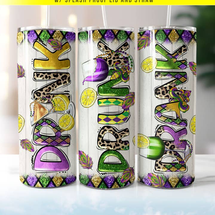 House Of Rodan – Engroshandel Thermokop – Mardi Gras Drik Drak Druk Skinny 20oz Tumbler0