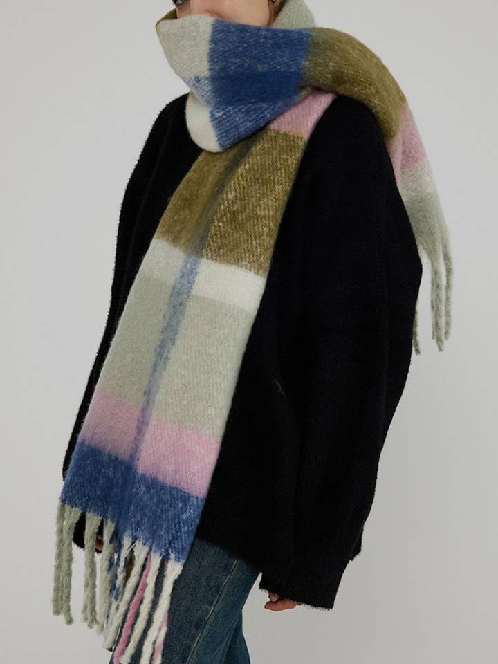 Plaid Color Block Warm Thicken Soft Scarve DPS1312 for wholesale by Dipped Shop