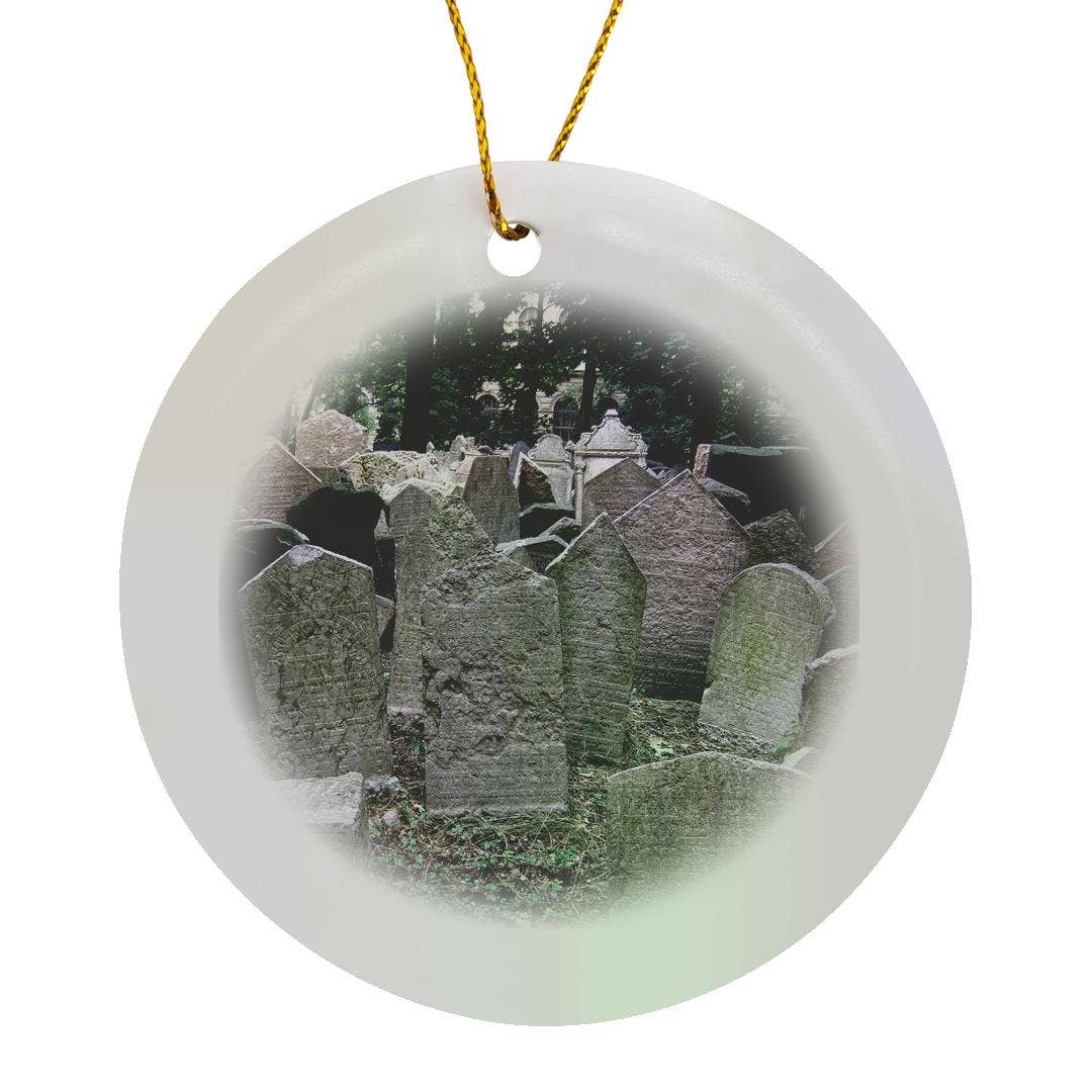 3dRose - Wholesale Ornament - 3dRose, Gray headstones in cemetery in Prague - grey graveyard grave stones - creepy spooky gothic halloween, Ornament0