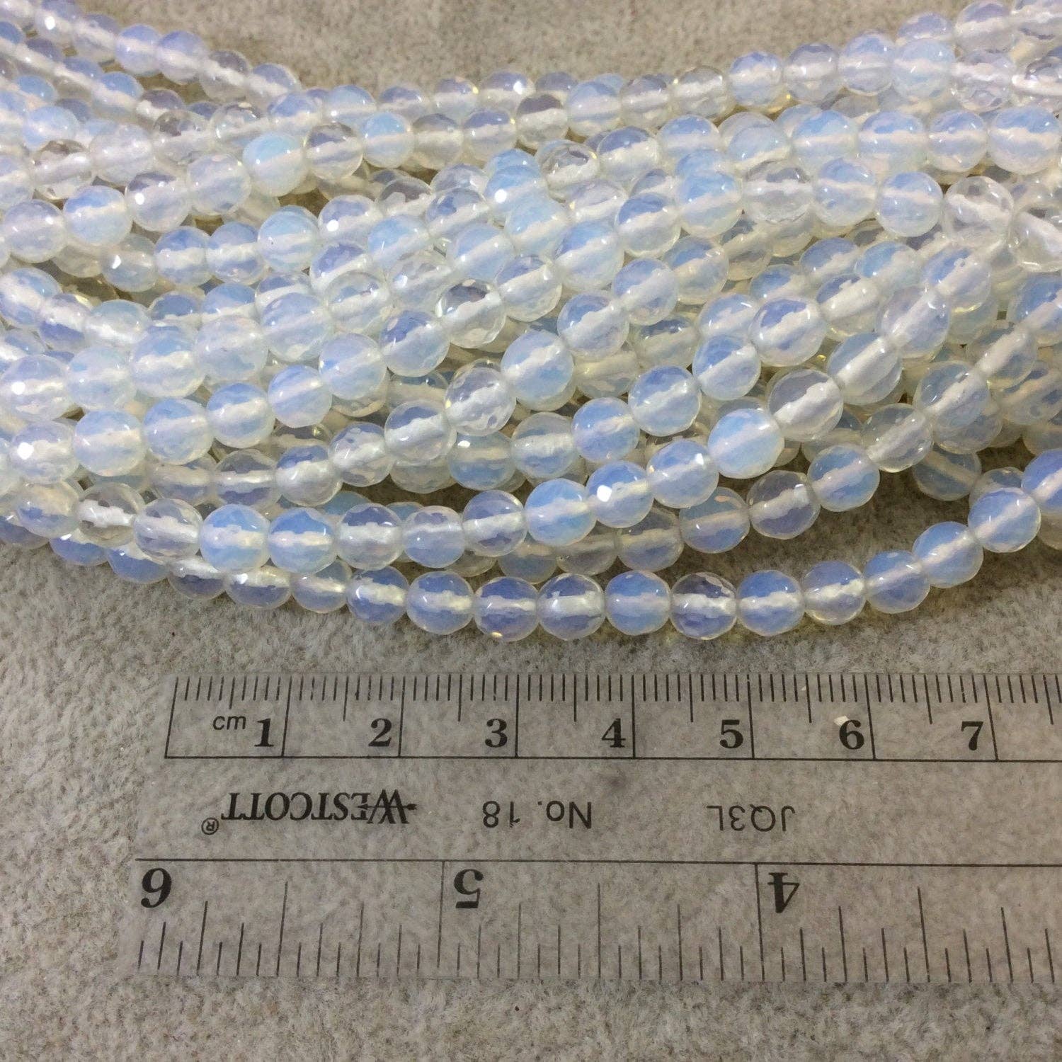 Only Beads - Wholesale Beads - Milky White Opalite Beads – 6mm Faceted Glass Gemstones1