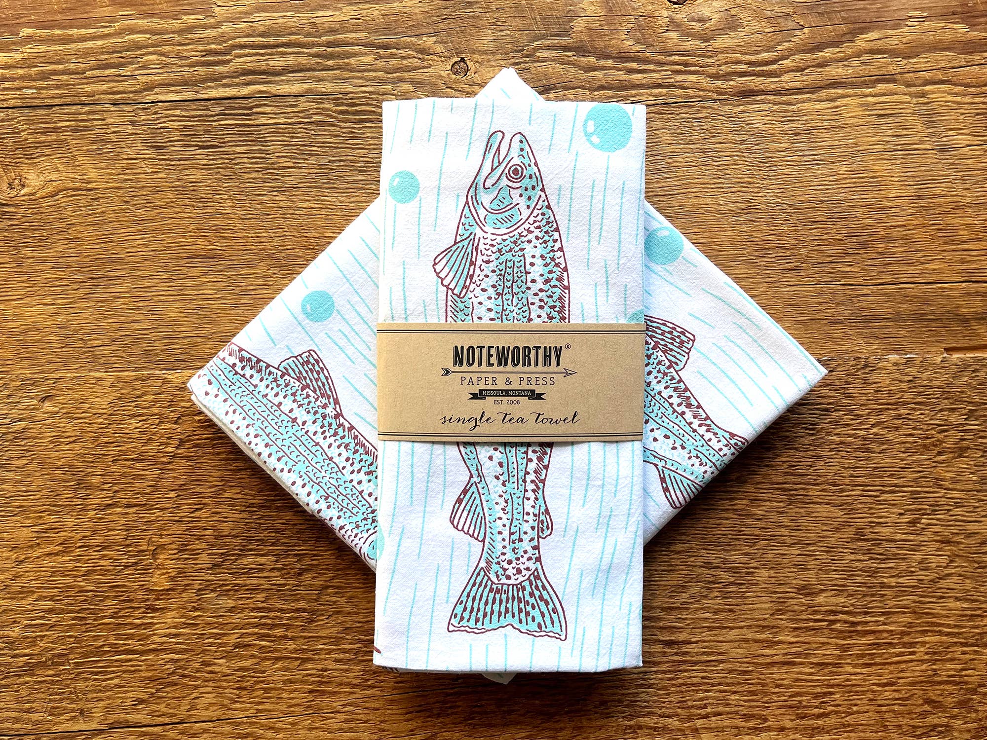 Noteworthy Paper & Press – wholesale Kökshandduk – Öring & flugor kökshandduk3