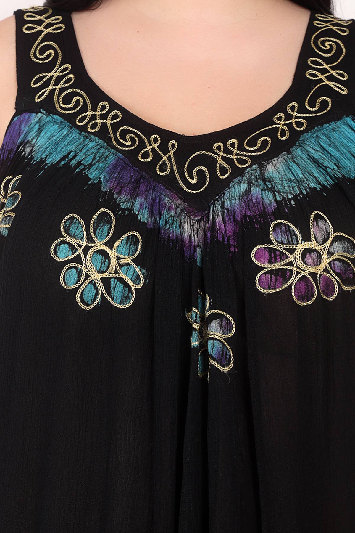 Wevez – wholesale Dress – Women's – Women Solid Embroidered Floral batik Summer Sleeveless Dress8