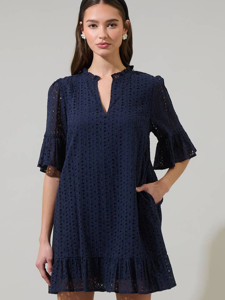 Derry Eyelet Shift Mini Dress for wholesale by Sugarlips