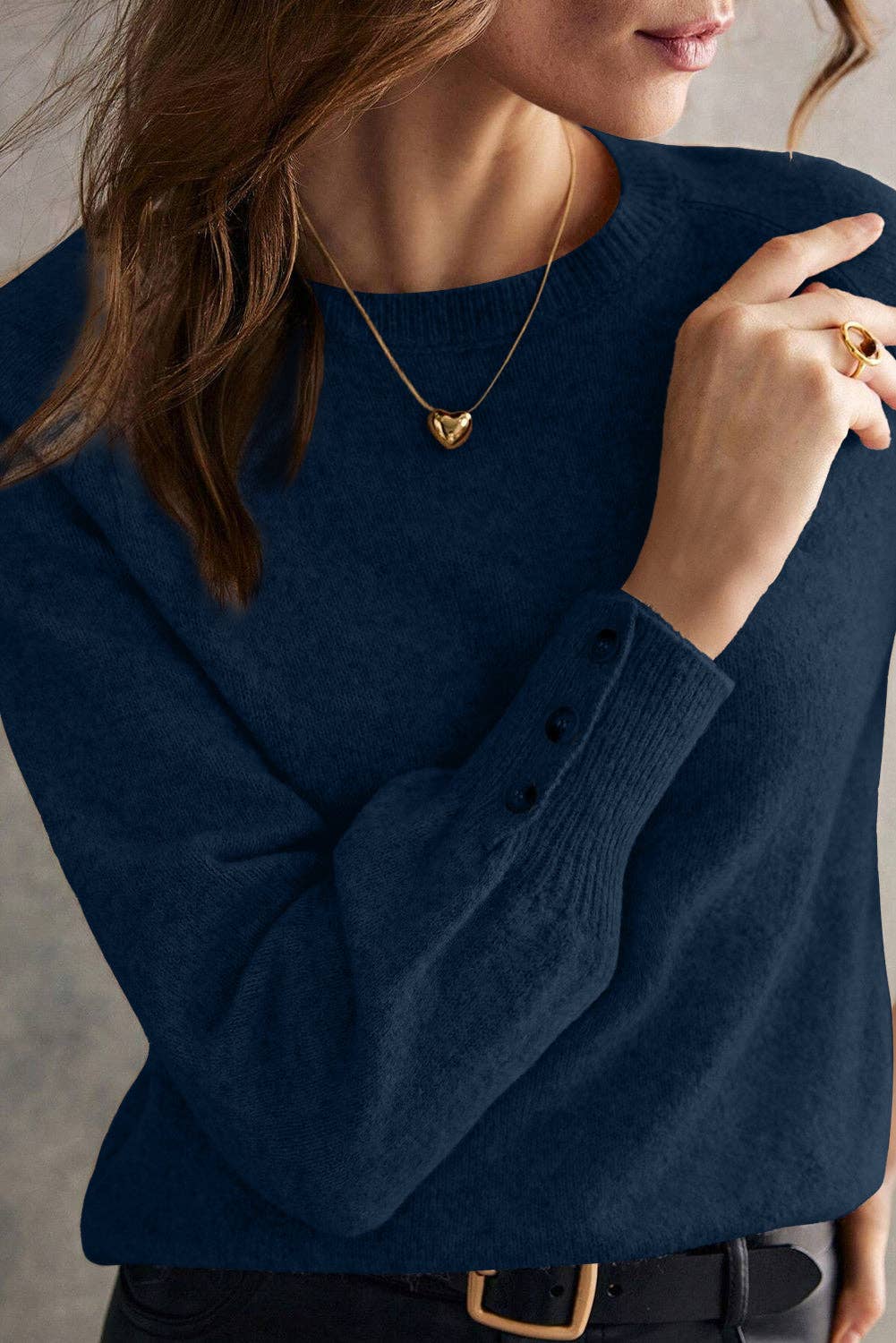 Lovesoft – Großhandel Strickpullover – Damen – Kamel Strickpullover mit Knopfleiste und Bischofsärmeln11