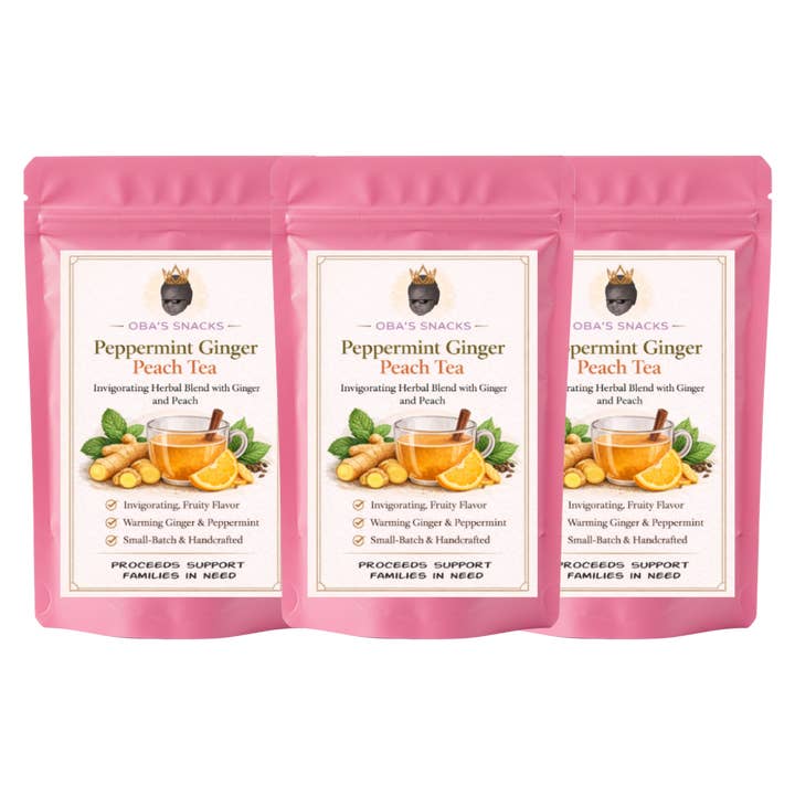 Gourmet-Tee – Pfefferminz-Ingwer-Pfirsich-Tee – 3er-Pack für den Großhandel von Oba's Snacks