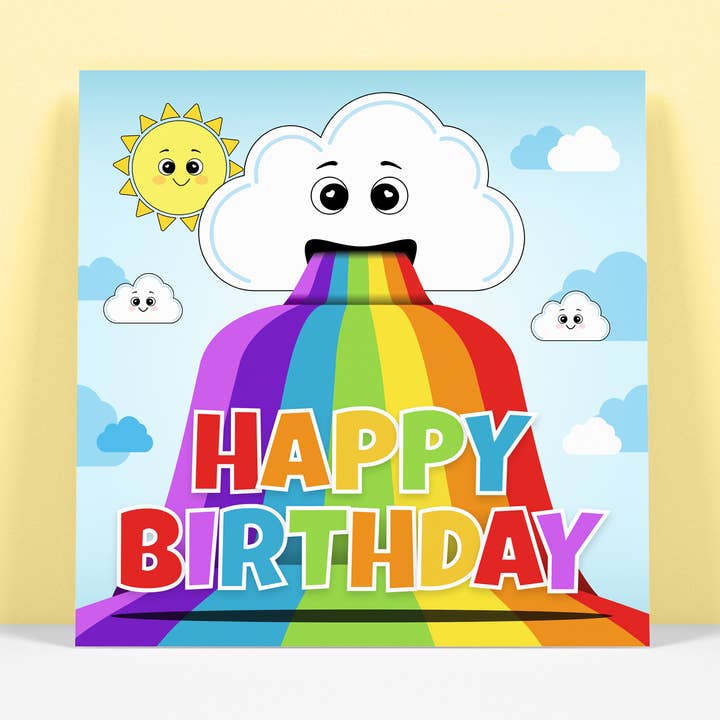Happy Birthday - Rainbow Cloud Birthday Card for wholesale by RoleyOleyMoley