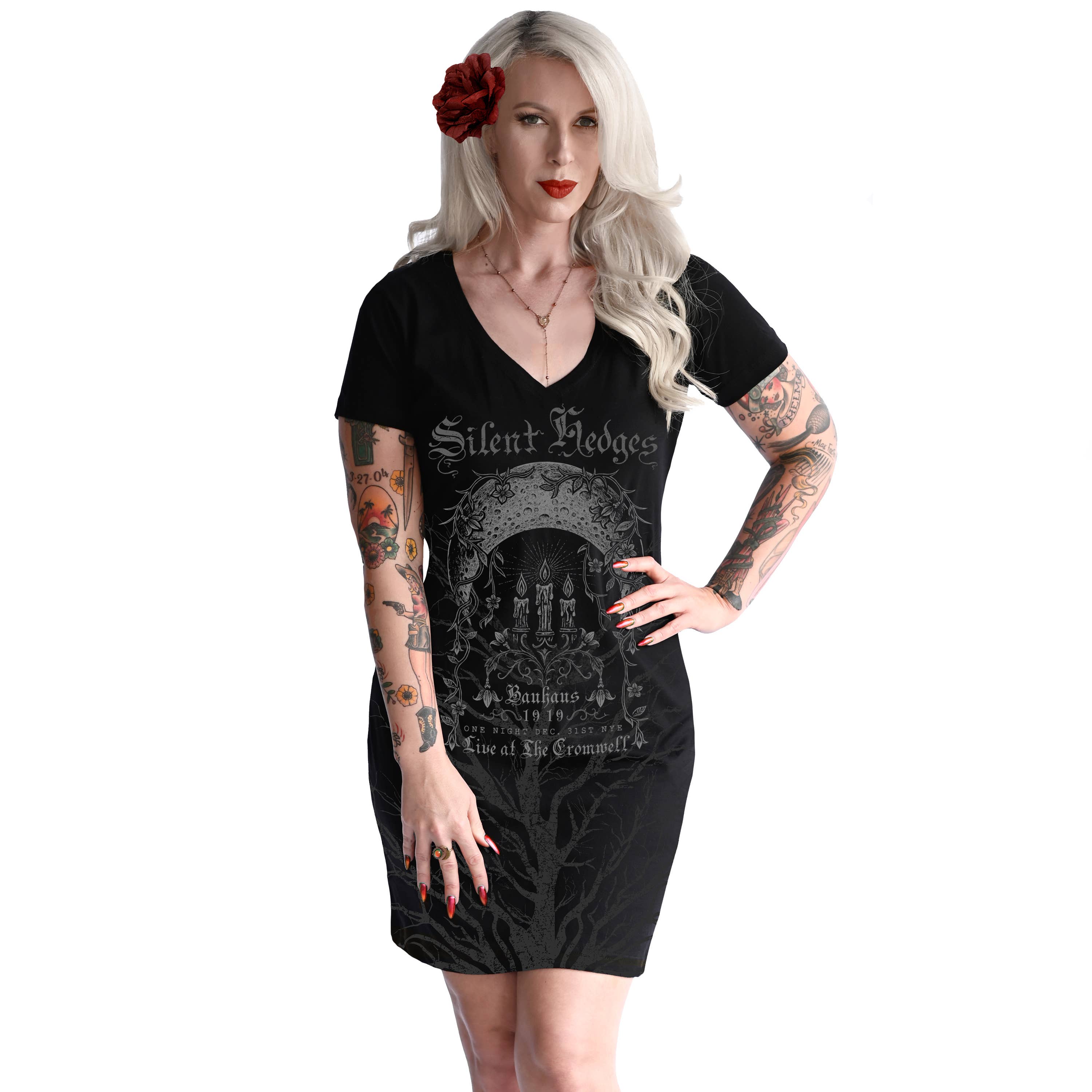 Serpentine Clothing - Wholesale Dress - Women's - SILENT HEDGES V-NECK DRESS1