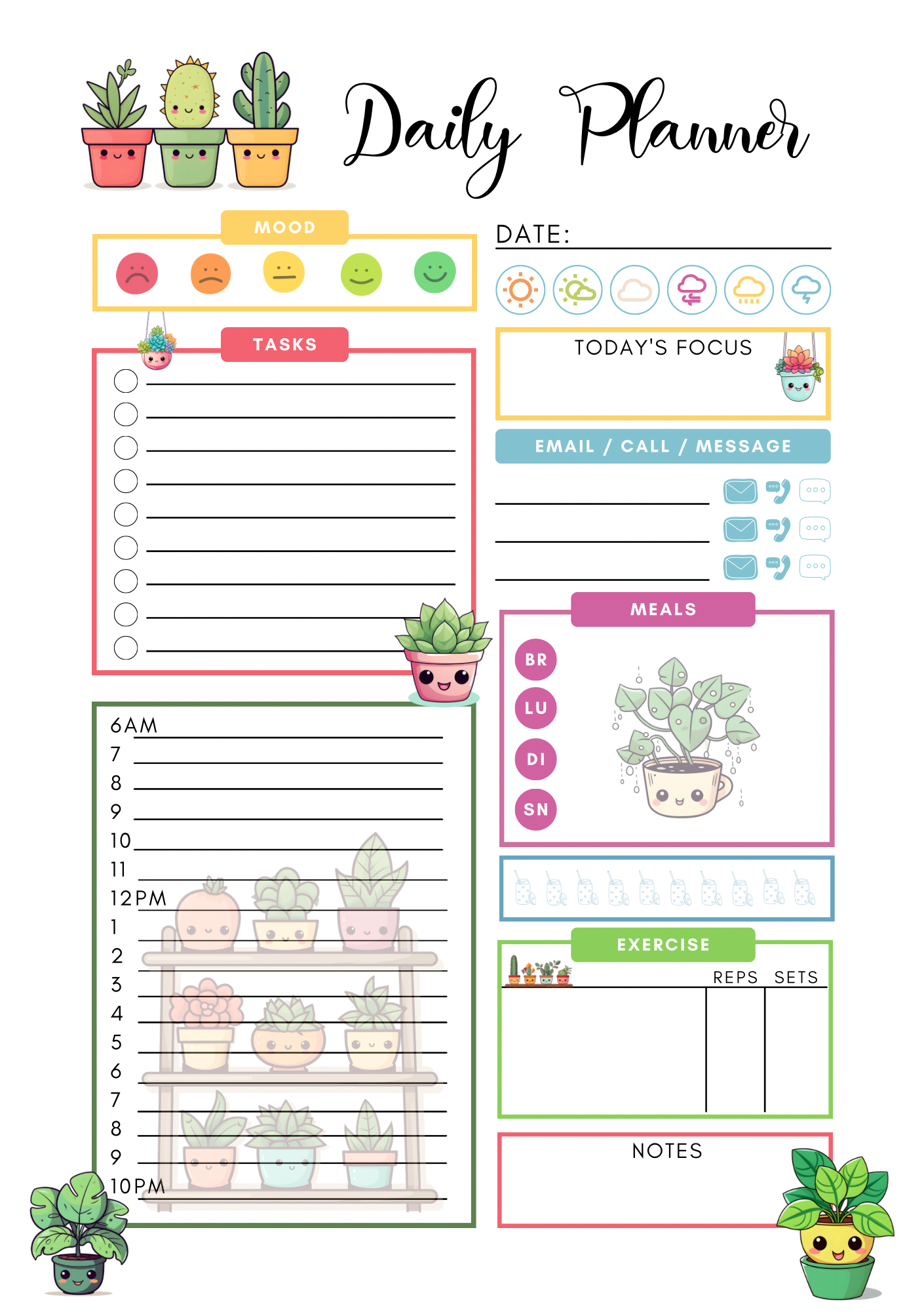Missh Shop - Wholesale Planner - A5 Clipart Plant Daily Planner 90 pages. Eco friendly paper1