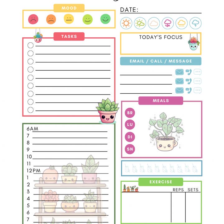 Missh Shop - Wholesale Planner - A5 Clipart Plant Daily Planner 90 pages. Eco friendly paper1