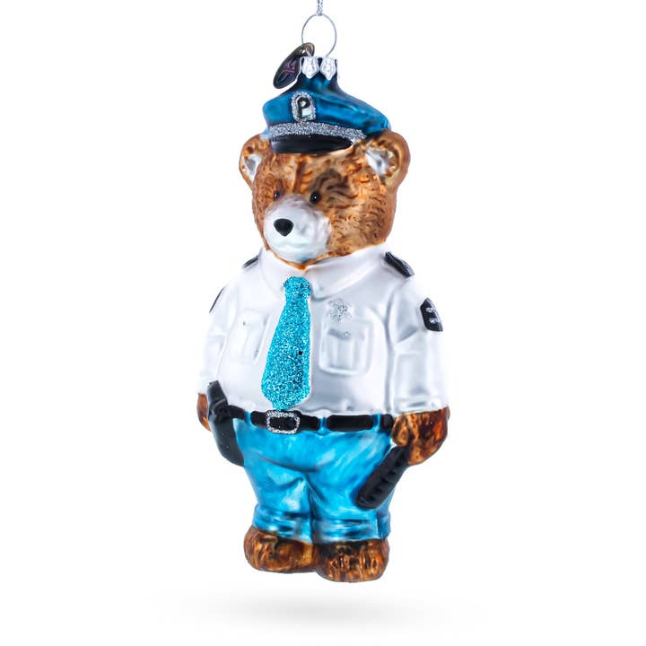 Police Bear Glass Ornament for wholesale by BestPysanky