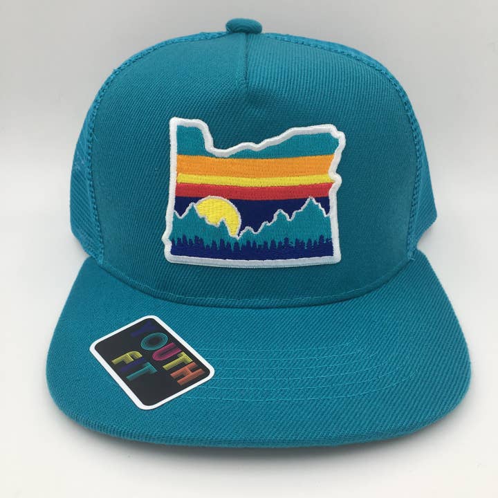 Casquette de camionneur pour enfants - Scenic Neon Oregon (3 couleurs au choix) pour la vente par Tree City Stickers