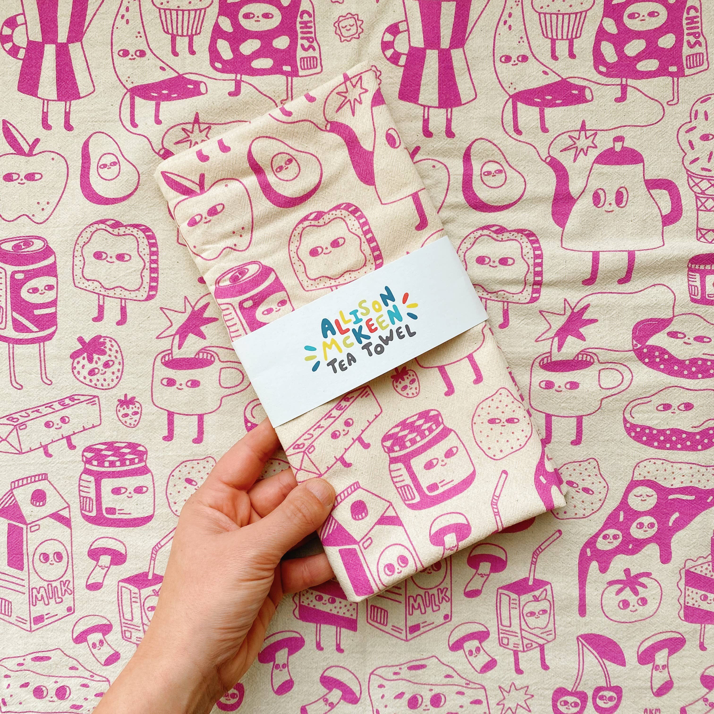 Allison Mckeen Art - Wholesale Tea Towel - tea towel - food friends2