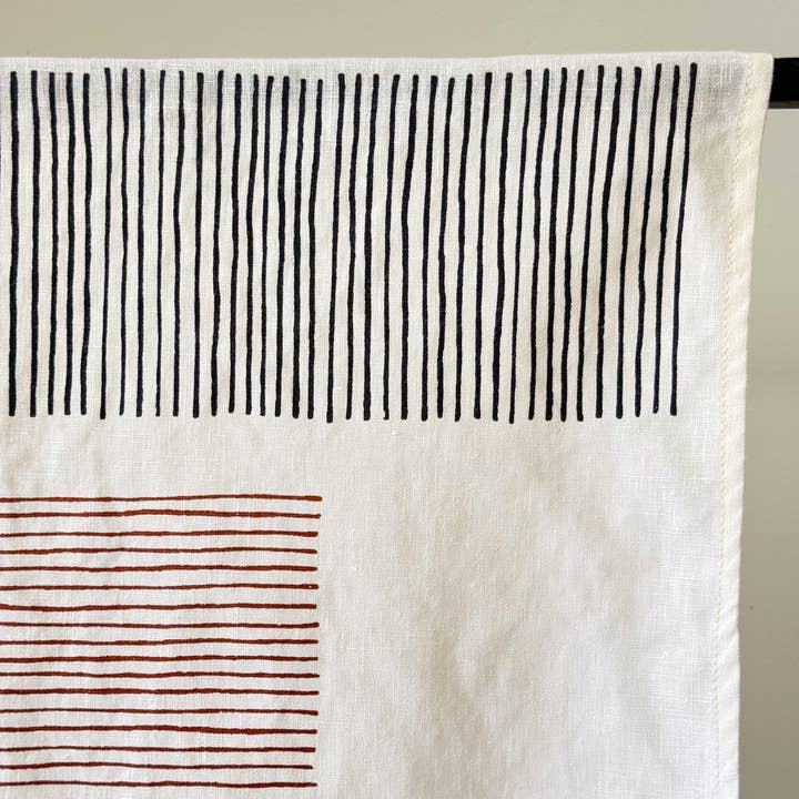 Tea Towel/Charcoal w/ Copper Duo Print on Ivory Linen for wholesale on Faire1