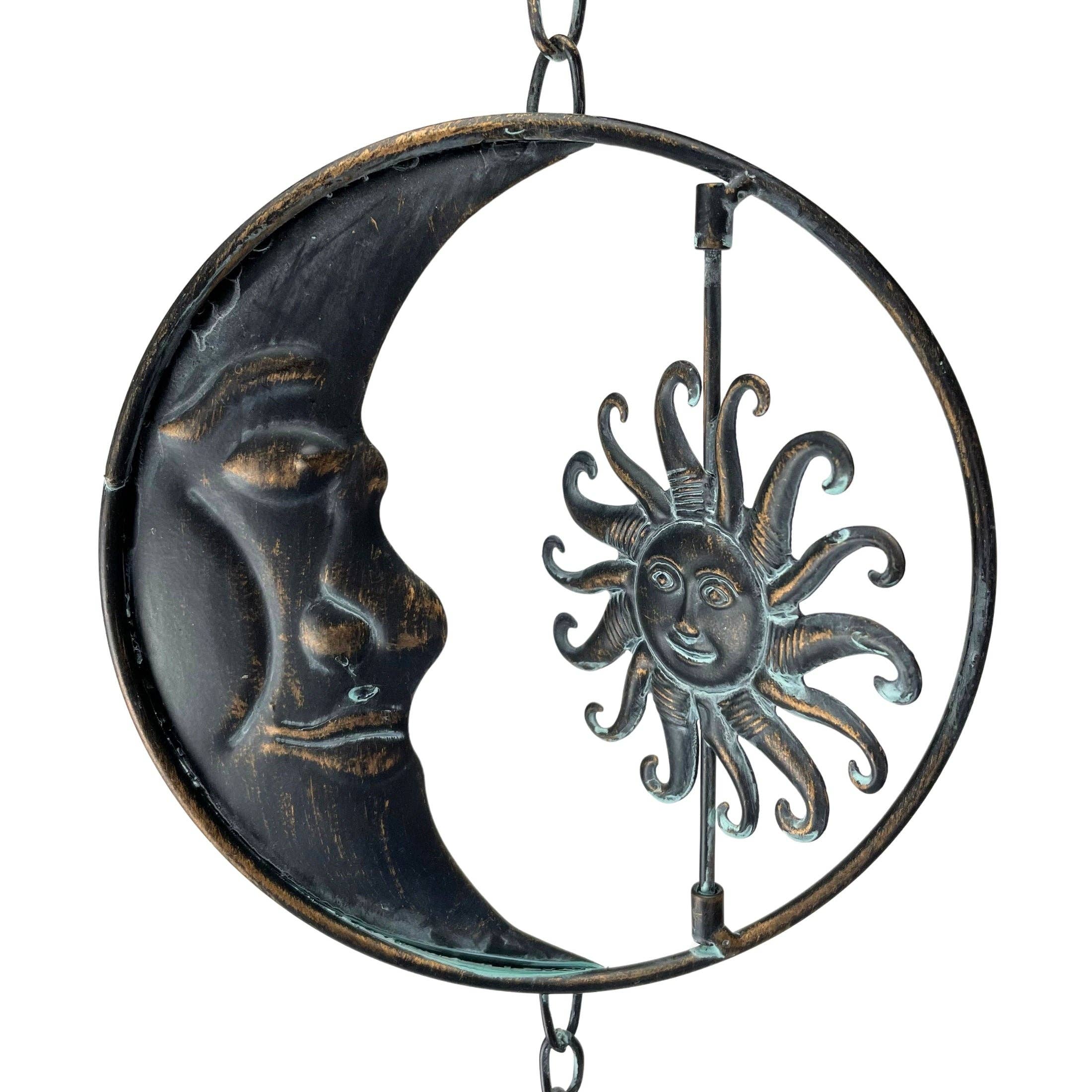 Zeckos - Wholesale Outdoor Ornament/Decor - 80-Inch Metal Rain Chain with Celestial Crescent Moon & Sun3