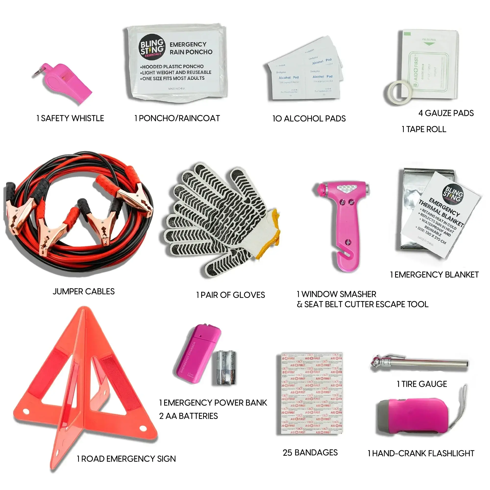 BLINGSTING - Wholesale First Aid Kit - Supercharged Car Emergency Kit 2
