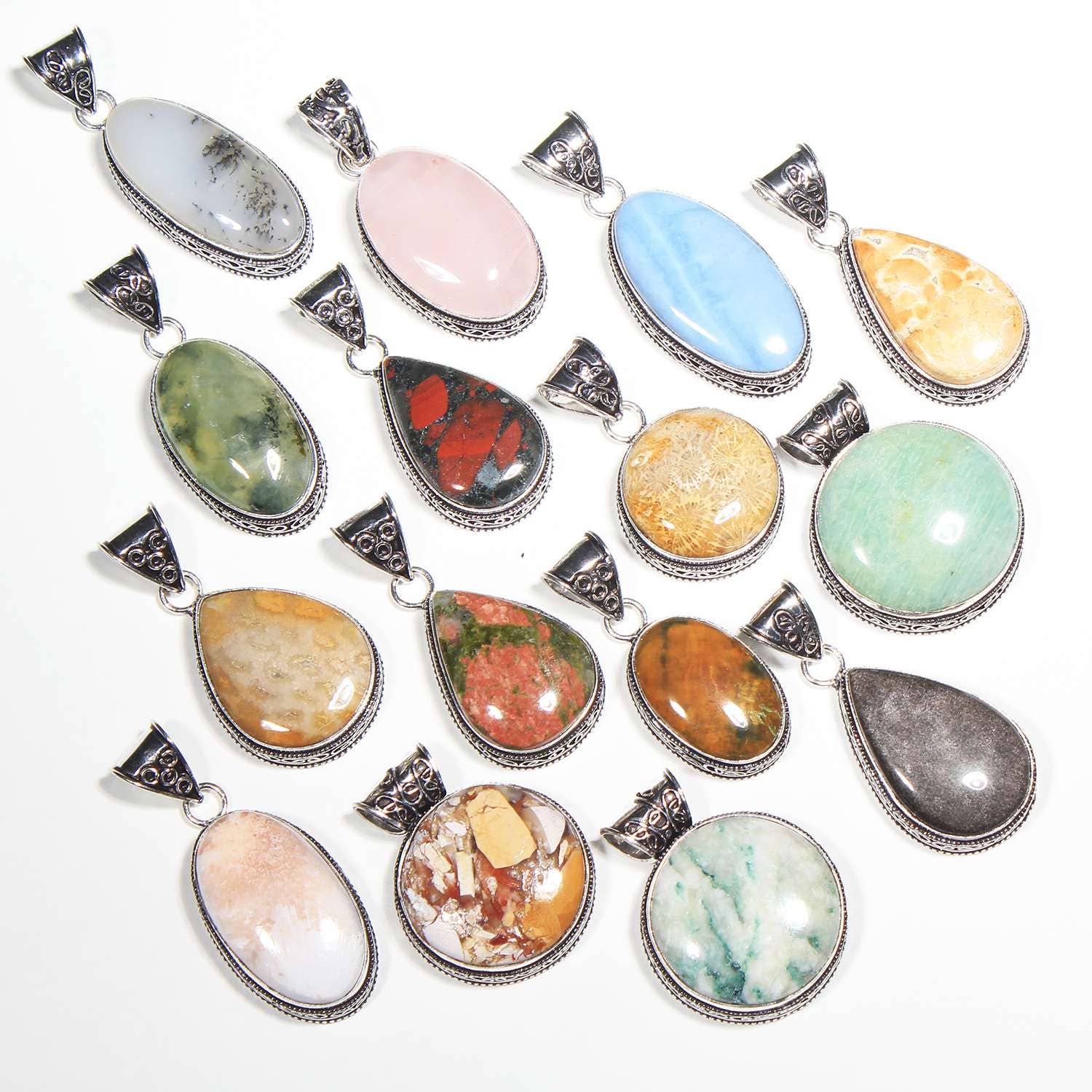 Handmade Jewels – wholesale Individual charm/pendant – Natural Assorted Gemstone Designer Pendants Necklace For Women Multi Color Crystal Handmade Wholesale Pendants For Bulk Sale2
