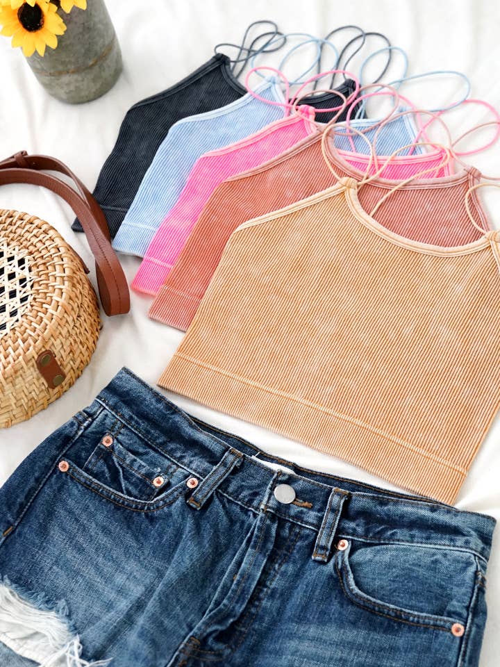 Vasket Rib Sømløs Dobbelt Strop Bralette Brami for engroshandel hos 42POPS