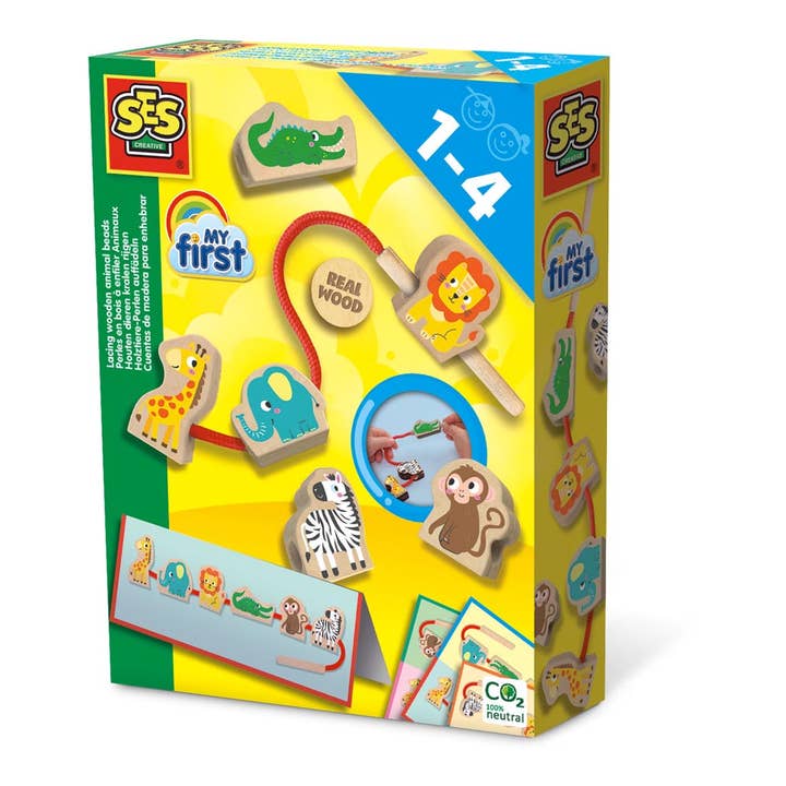SES CREATIVE My First Lacing Wooden Animal Beads, 1 to 4 Yea for wholesale by Meroncourt Europe Ltd