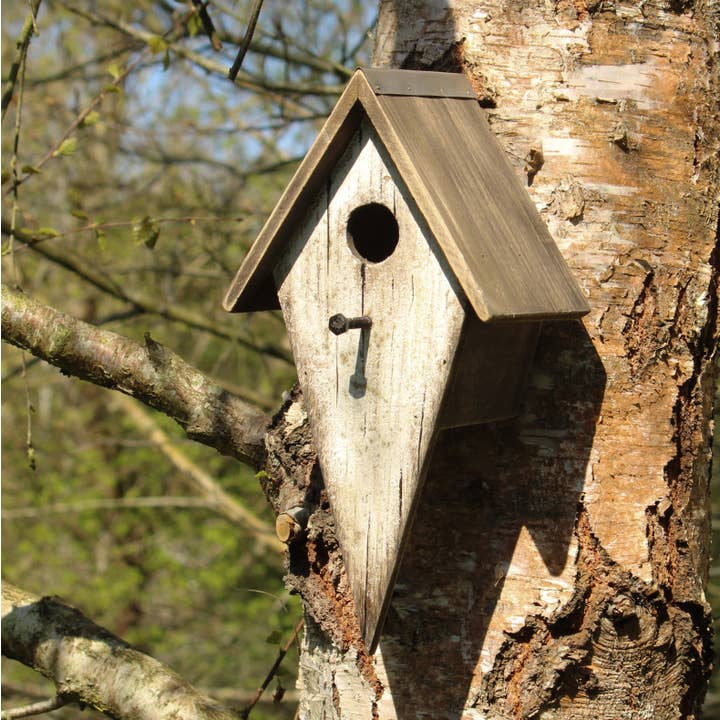 Rustic Hand-Painted Wooden Bird house – Distressed White for wholesale by Originals International Ltd