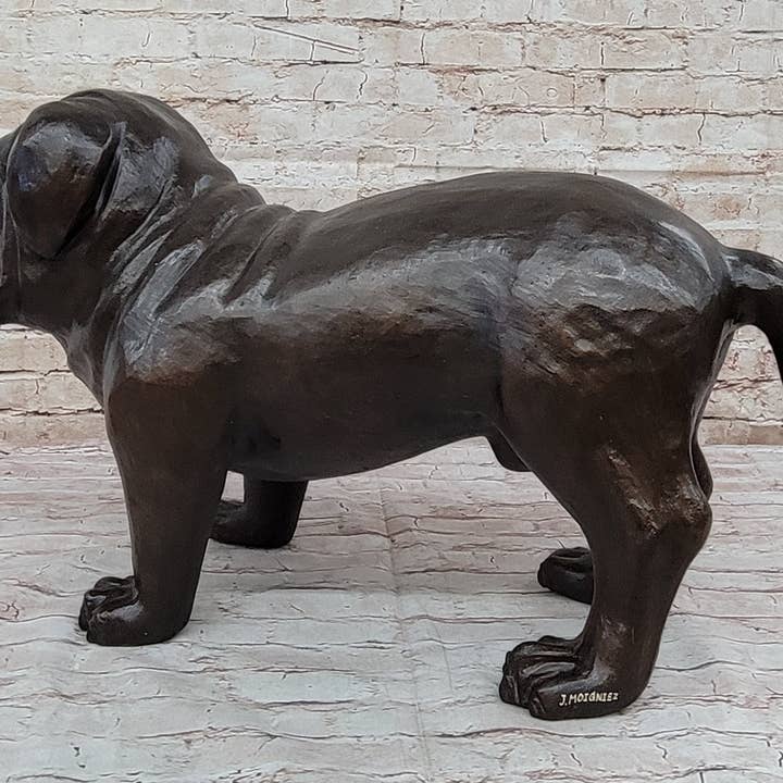 Bronzhaus – Engroshandel Skulptur – Livsstørrelse engelsk bulldog hvalp bronzestatue skulptur figur 14 „x 24"5