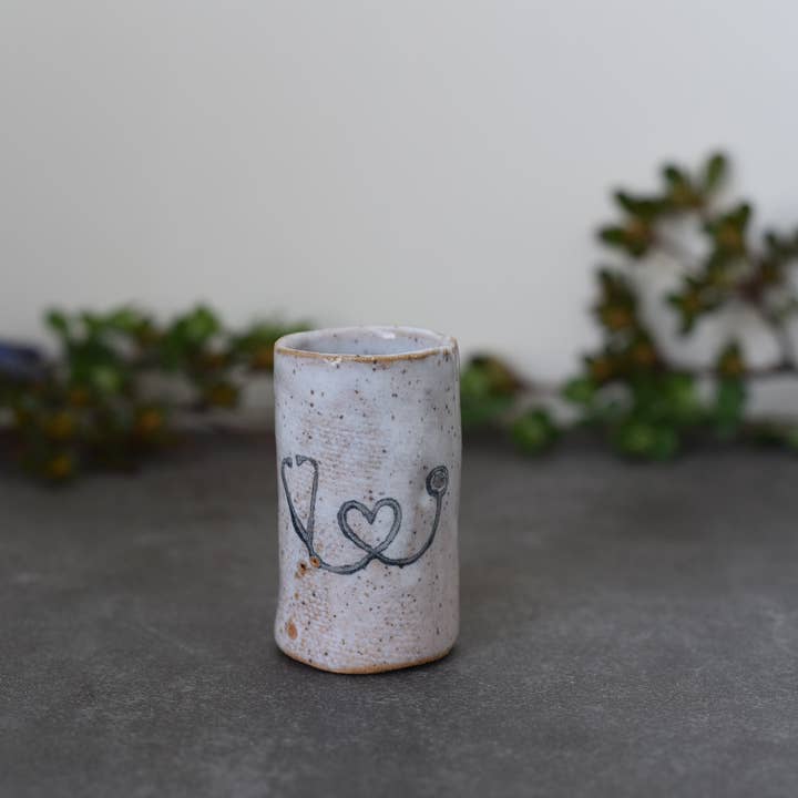 Mix Pack of Glazes Tiny Tumblers - Stethoscope | Heathcare Heart | Nurse for wholesale on Faire