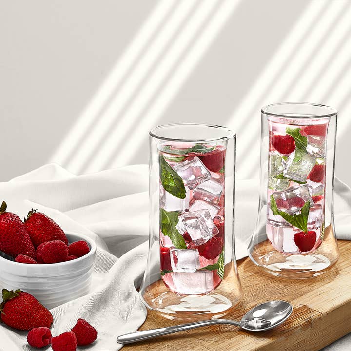 JoyJolt - Wholesale Cocktail/Liquor Glass - Cosmos Double Wall Highball Glasses, Set of 2