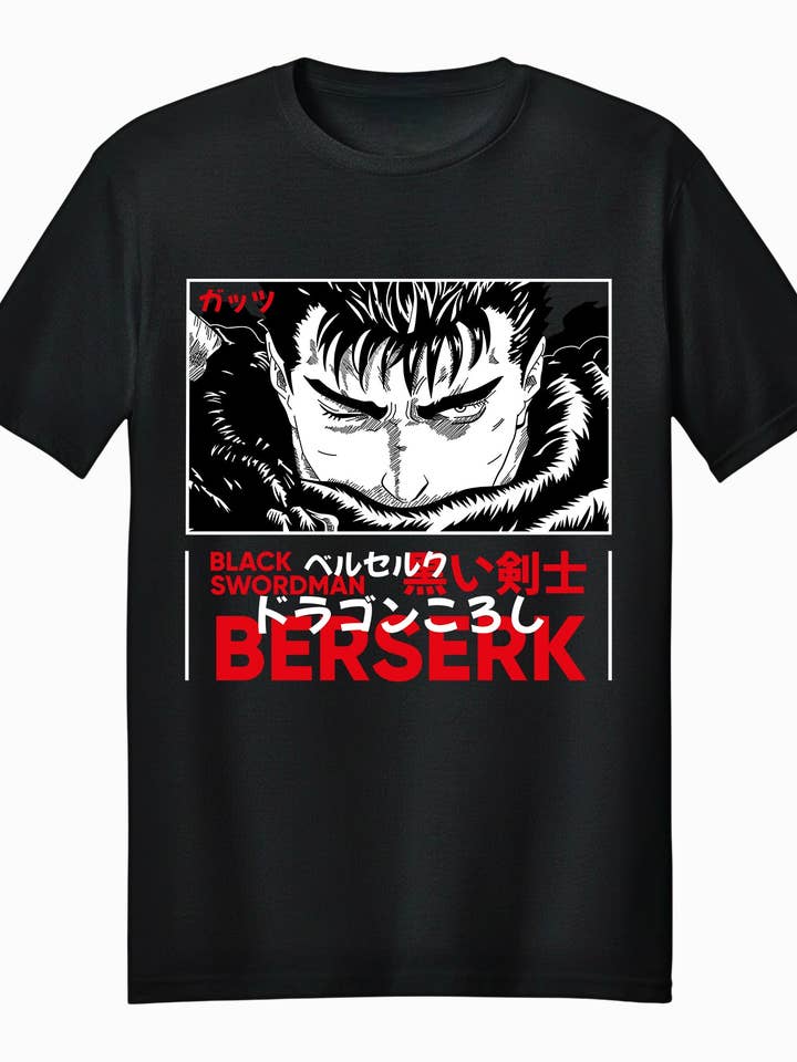 Fundom - Wholesale T-Shirt (Graphic) - Unisex - Berserk Guts Black Swordsman Manga Adult Unisex T-Shirt