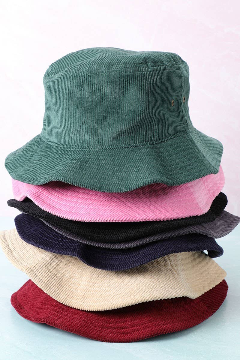 Fashion City - Wholesale Bucket Hat - Women's - Foldable Vintage Corduroy Short Brim Bucket Hat19