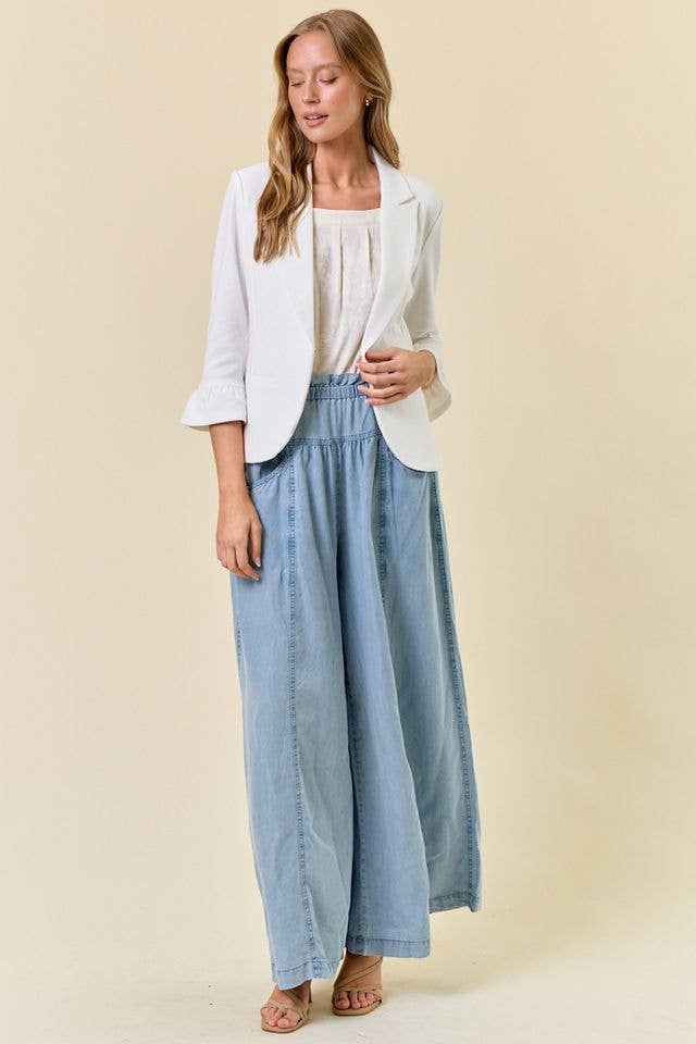 Doe and Rae - Vente Blazer – femme - Blazer uni à manches 3/4 volantées - 9335J-14