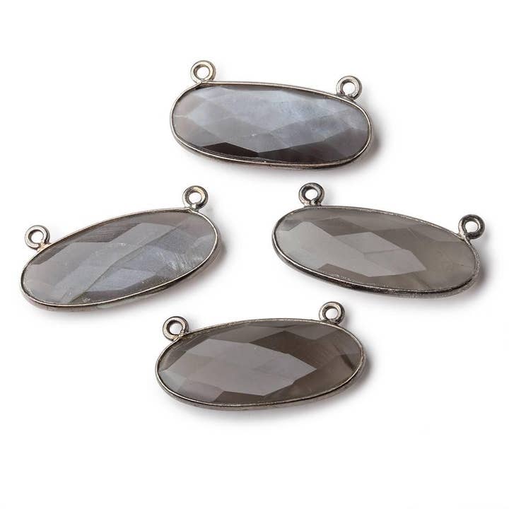 Pendentif ovale en platine foncé avec lunette en or noir 28 x 11 mm, 1 pièce pour la vente par The Bead Traders