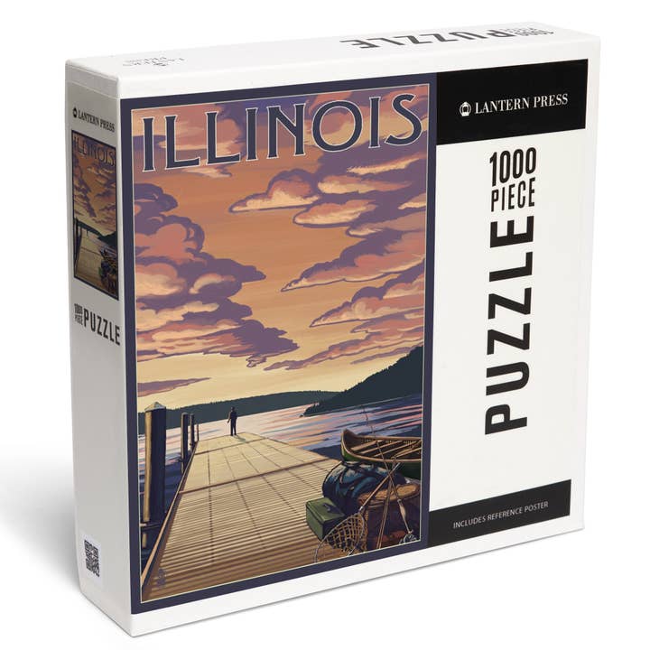 1000 PIECE PUZZLE Illinois, Dock Scene & Lake for wholesale by Lantern Press