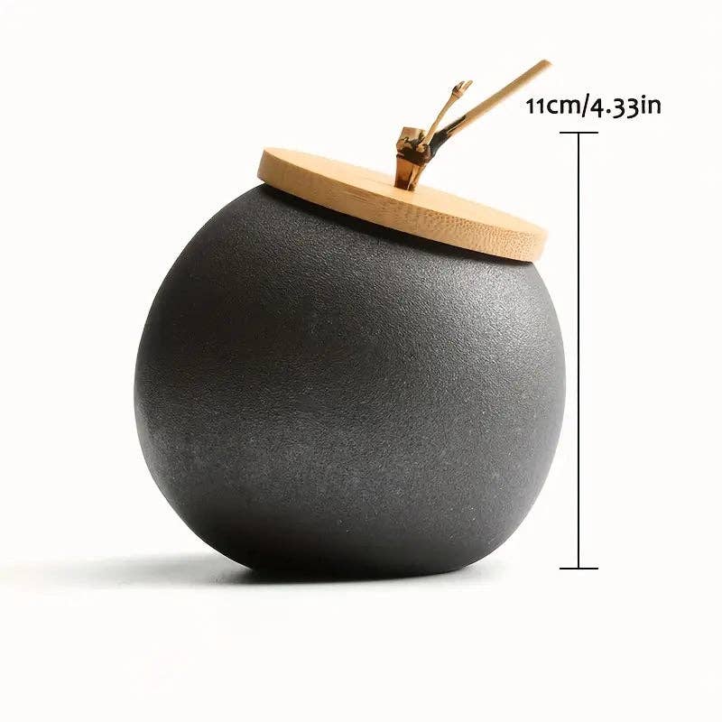 Huis Van Merken - Wholesale Canister - Ceramic Tea Canister with Wood Lid – Large Vintage Storage Jar Gift3