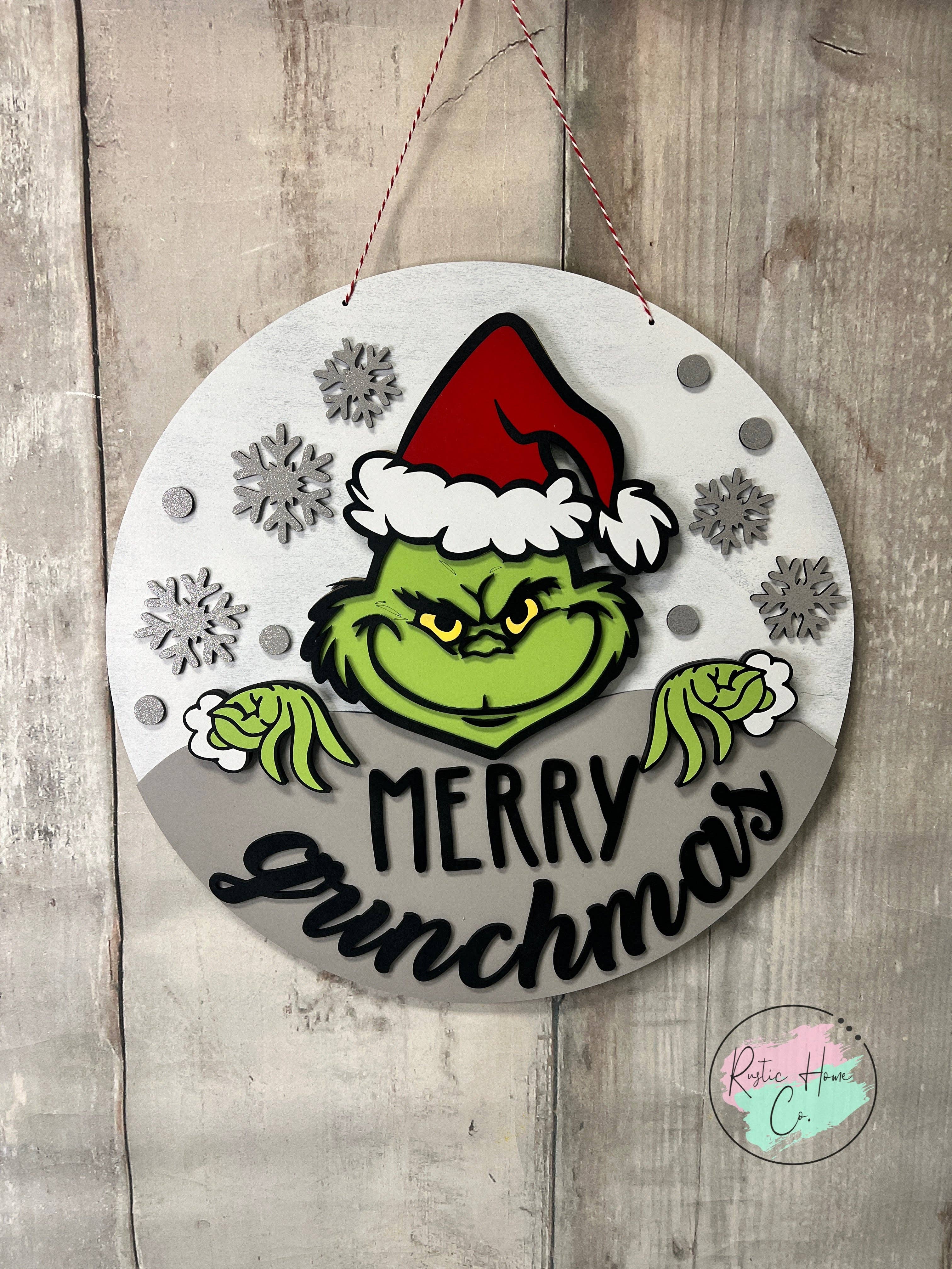 Rustic Home Co LLC – wholesale DIY-pysselkit – Merry Grinchmas juldörrhängare DIY-kit rund skyltsats