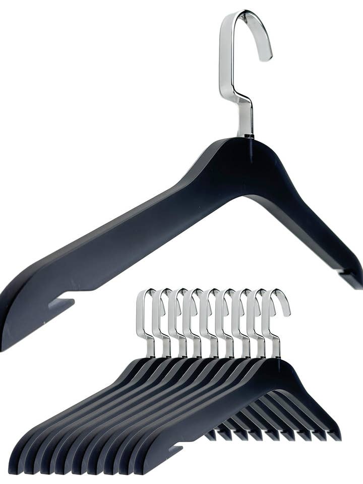 Simply Brilliant Pack of 10 Black Matte Acrylic Hangers for wholesale by DesignStyles Home