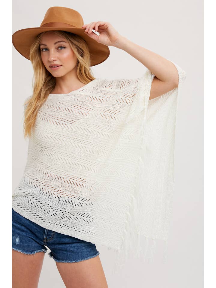 Bluivy - Wholesale Poncho – Women's - OPEN-KNIT FRINGE PONCHO2