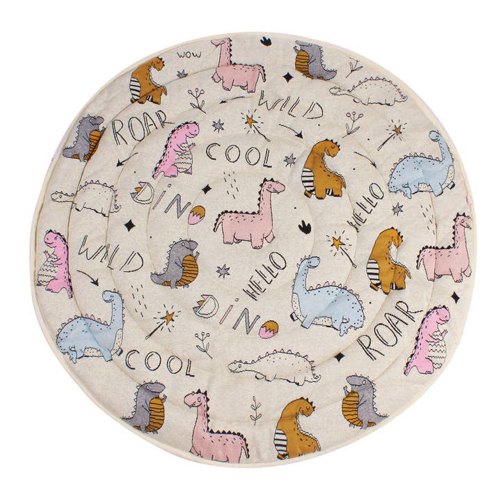 Alfombrilla de juego acolchada redonda de algodón DINO ADVENTUE para venta al por mayor de Bishy Bishy Bash