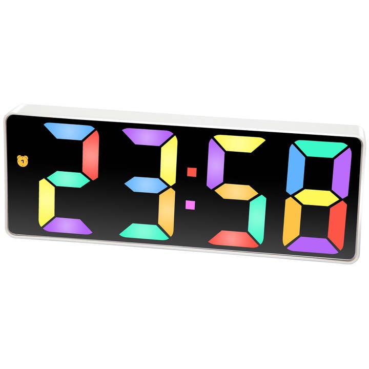 Digital White with Colored Display Tabletop Alarm Clock for wholesale on Faire3