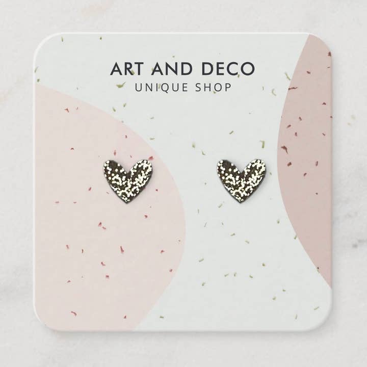 Guld Glitter Hjärta Stud Örhängen för wholesale av Art and Deco Shop