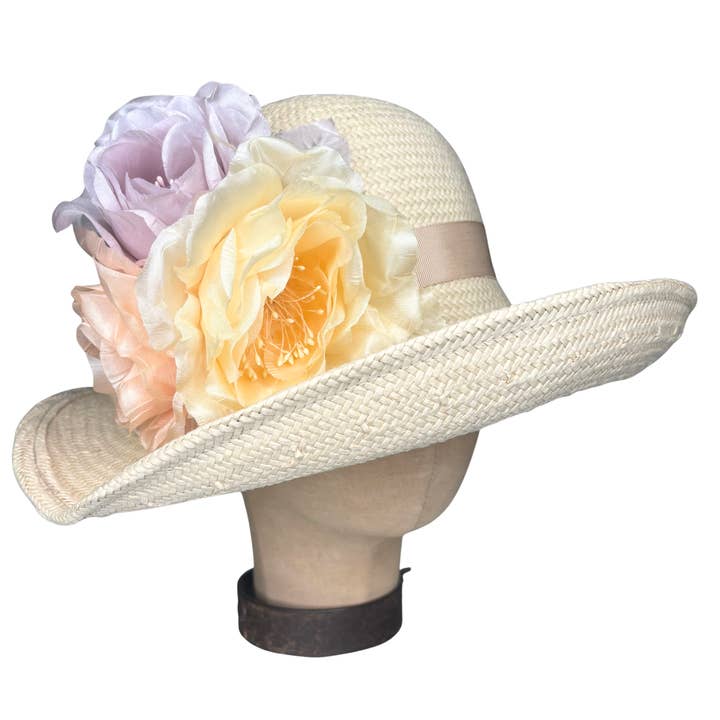 Pastel Flower Dip Brim Hat for wholesale by Kathy Jeanne Millinery