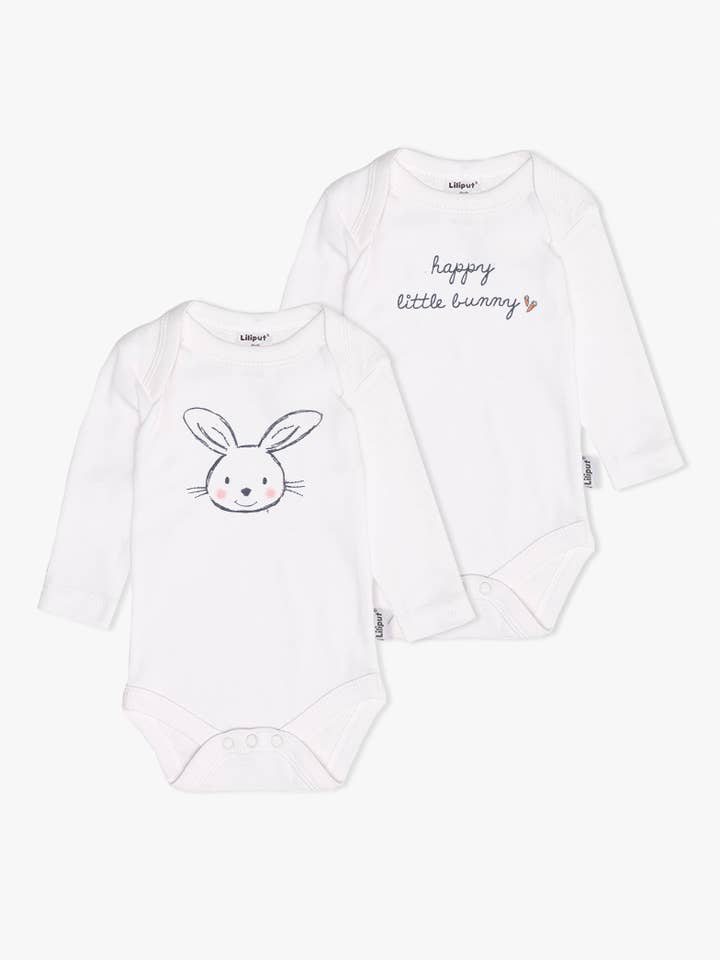 2-pack long-sleeve scoop neck bodysuits with bunny for wholesale by Liliput