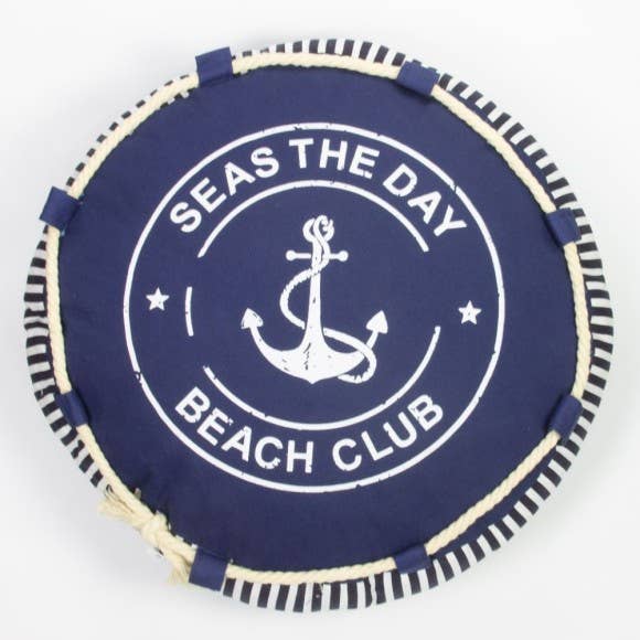 Nauticalia – wholesale Chair cushion – Round "Seas the Day" Cushion, navy, 40cm0